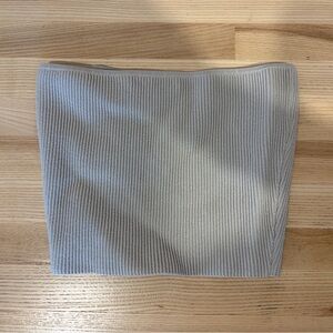 Babaton Gray Ribbed Crop Top